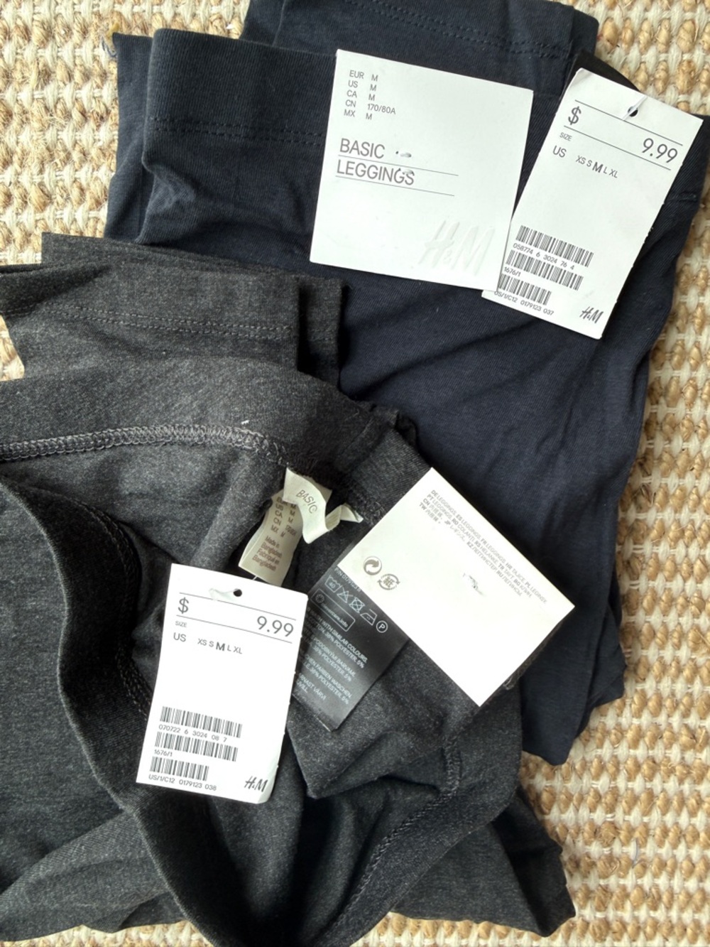 H&M NWT Two-Pack Basic Leggings in Black and Charcoal - Medium - Picture 2 of 2